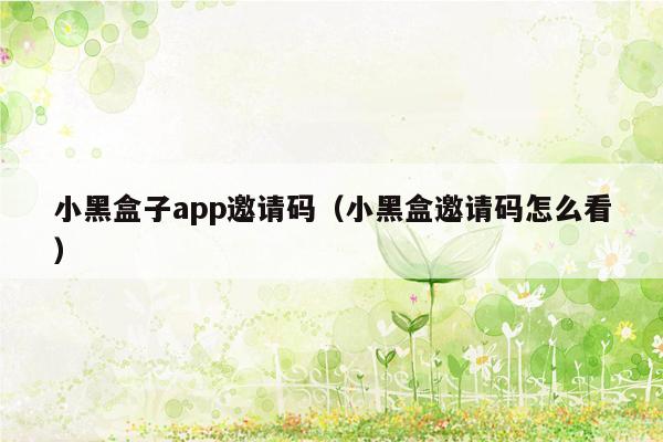 小黑盒子app邀请码（小黑盒邀请码怎么看）