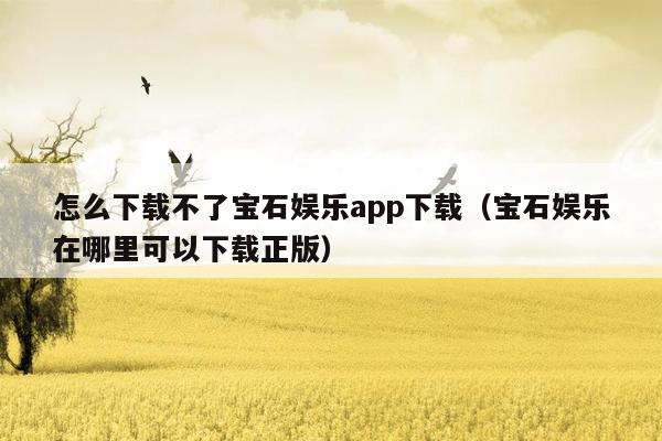 怎么下载不了宝石娱乐app下载（宝石娱乐在哪里可以下载正版）