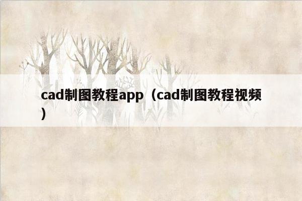 cad制图教程app（cad制图教程视频）