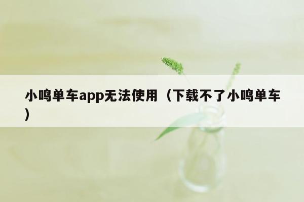 小鸣单车app无法使用（下载不了小鸣单车）