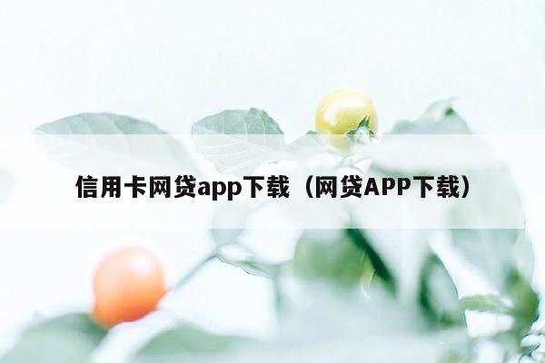 信用卡网贷app下载（网贷APP下载）