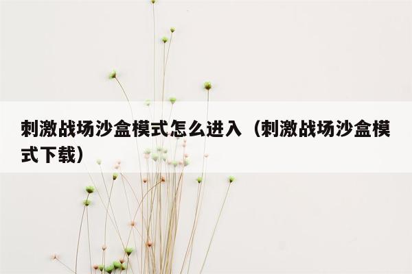 刺激战场沙盒模式怎么进入（刺激战场沙盒模式下载）