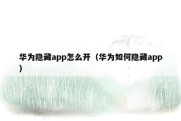 华为隐藏app怎么开（华为如何隐藏app）