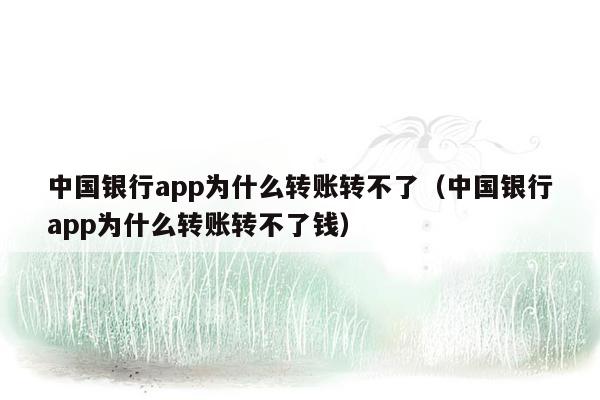 中国银行app为什么转账转不了（中国银行app为什么转账转不了钱）