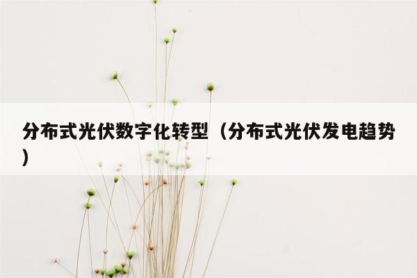 分布式光伏数字化转型（分布式光伏发电趋势）