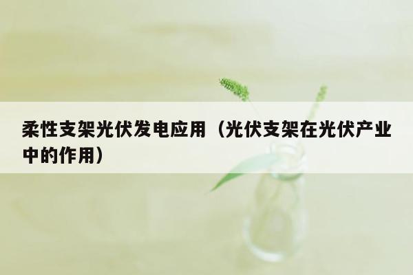 柔性支架光伏发电应用（光伏支架在光伏产业中的作用）