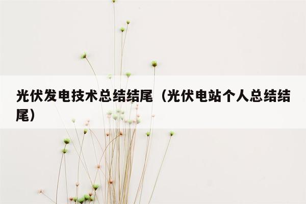 光伏发电技术总结结尾（光伏电站个人总结结尾）