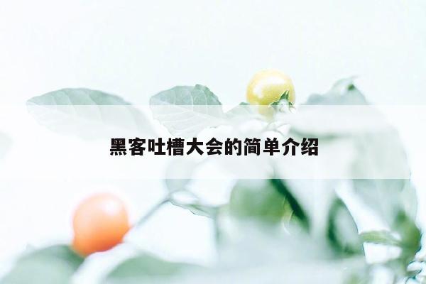 黑客吐槽大会的简单介绍