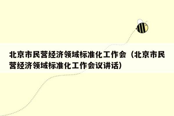 北京市民营经济领域标准化工作会（北京市民营经济领域标准化工作会议讲话）