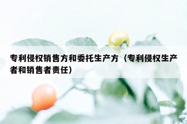 专利侵权销售方和委托生产方（专利侵权生产者和销售者责任）