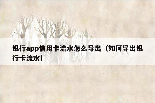 银行app信用卡流水怎么导出（如何导出银行卡流水）