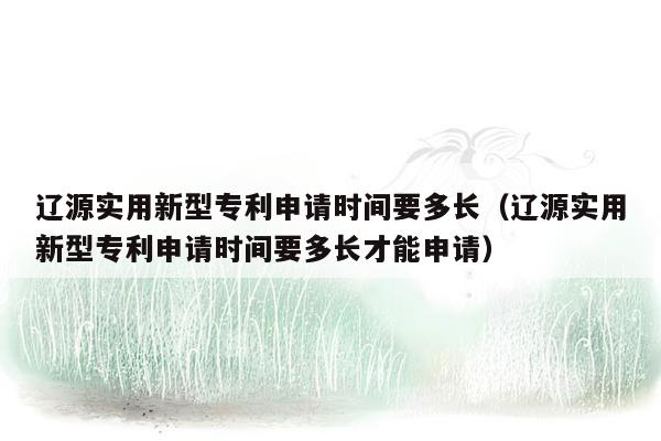 辽源实用新型专利申请时间要多长（辽源实用新型专利申请时间要多长才能申请）