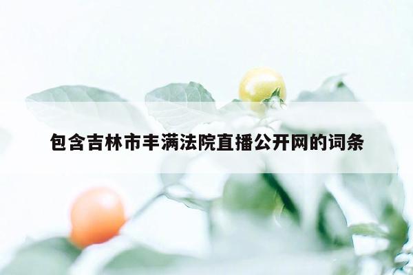 包含吉林市丰满法院直播公开网的词条