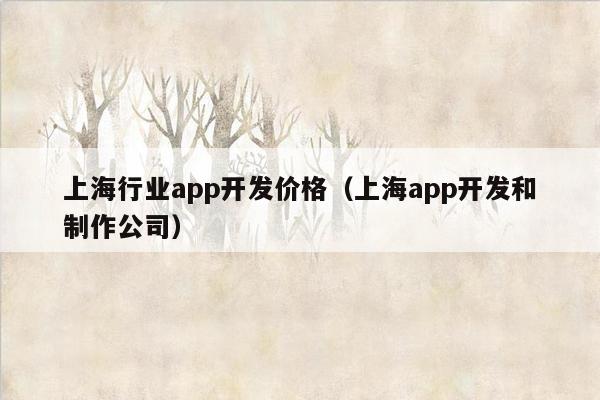 上海行业app开发价格（上海app开发和制作公司）