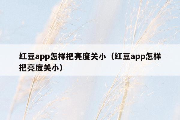 红豆app怎样把亮度关小（红豆app怎样把亮度关小）