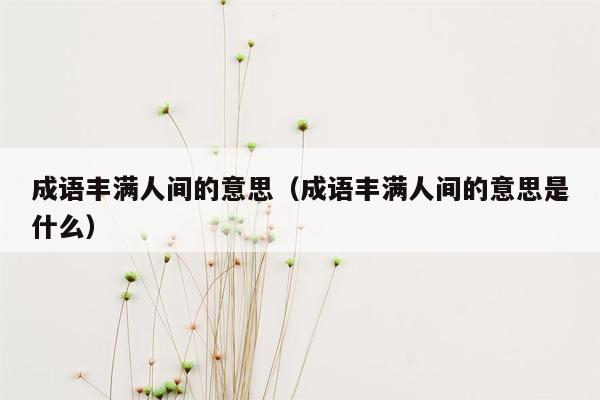 成语丰满人间的意思（成语丰满人间的意思是什么）