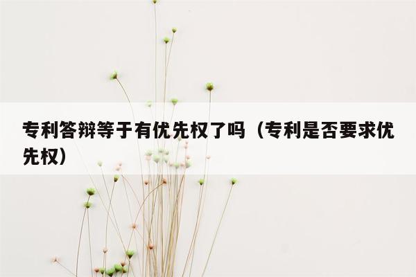 专利答辩等于有优先权了吗（专利是否要求优先权）