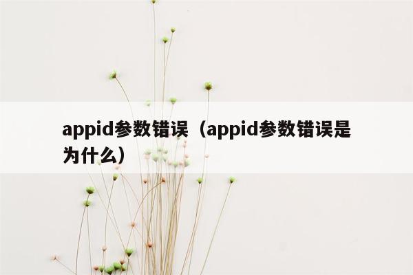 appid参数错误（appid参数错误是为什么）