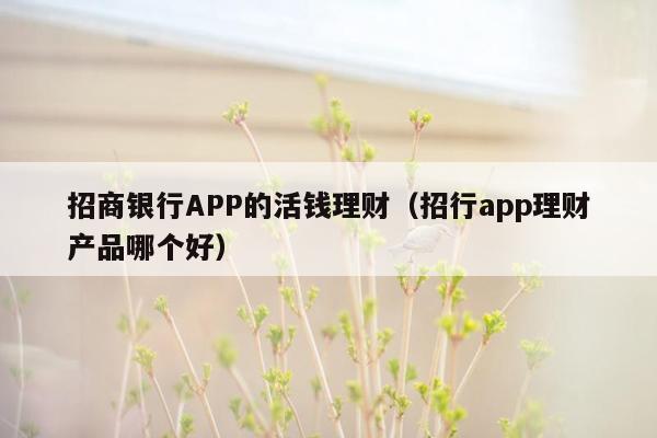 招商银行APP的活钱理财（招行app理财产品哪个好）