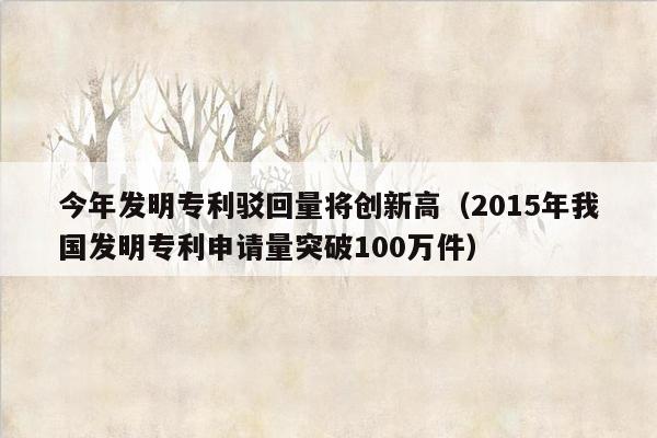 今年发明专利驳回量将创新高（2015年我国发明专利申请量突破100万件）