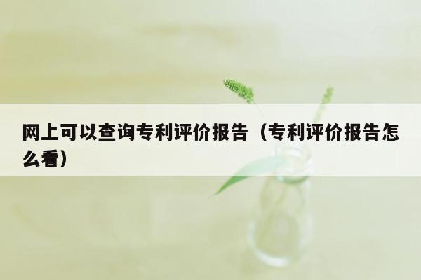 网上可以查询专利评价报告（专利评价报告怎么看）