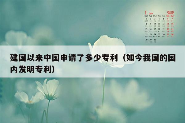 建国以来中国申请了多少专利（如今我国的国内发明专利）