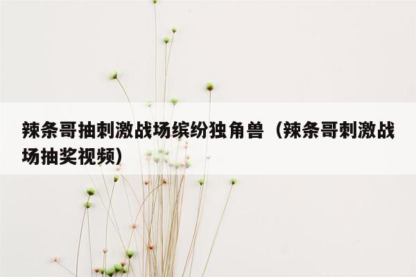 辣条哥抽刺激战场缤纷独角兽（辣条哥刺激战场抽奖视频）