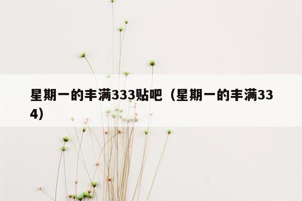 星期一的丰满333贴吧（星期一的丰满334）