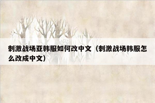 刺激战场亚韩服如何改中文（刺激战场韩服怎么改成中文）