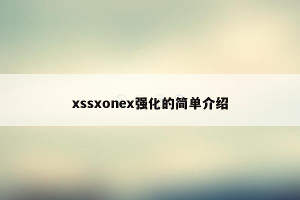 xssxonex强化的简单介绍