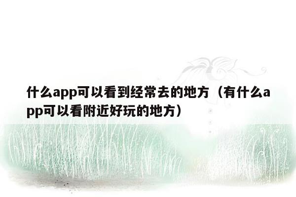 什么app可以看到经常去的地方（有什么app可以看附近好玩的地方）