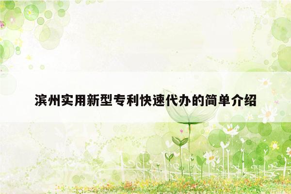 滨州实用新型专利快速代办的简单介绍