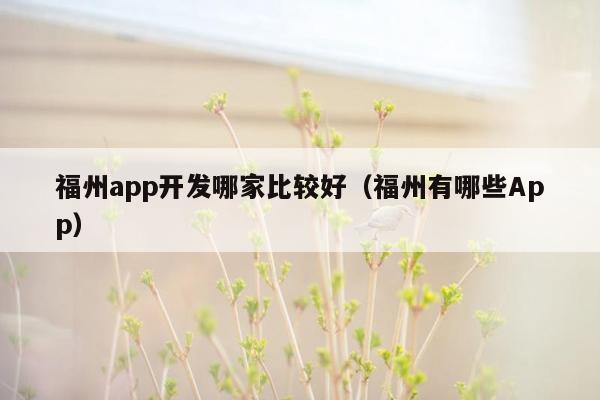 福州app开发哪家比较好（福州有哪些App）