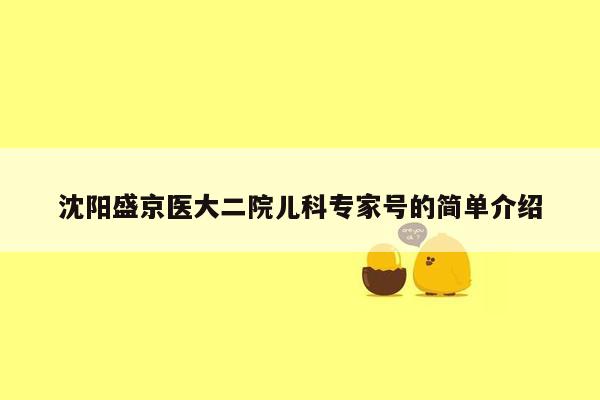 沈阳盛京医大二院儿科专家号的简单介绍