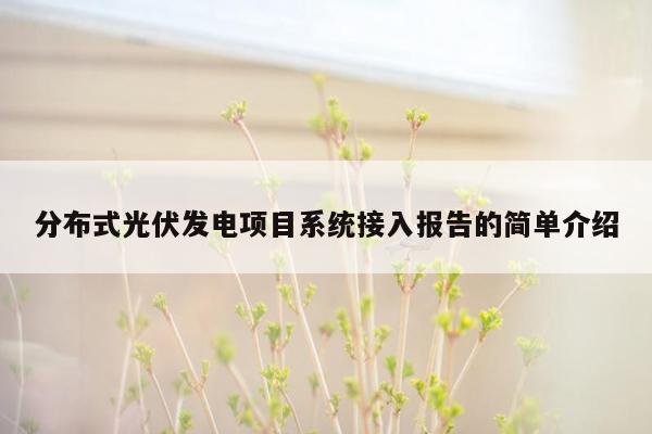 分布式光伏发电项目系统接入报告的简单介绍