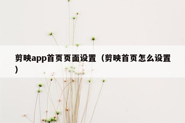 剪映app首页页面设置（剪映首页怎么设置）