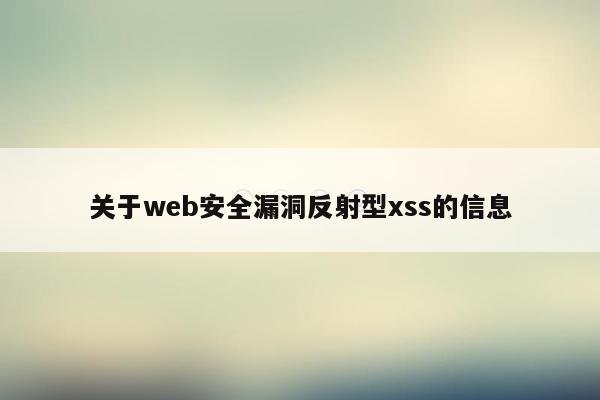 关于web安全漏洞反射型xss的信息