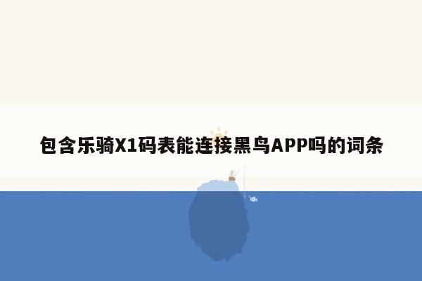 包含乐骑X1码表能连接黑鸟APP吗的词条