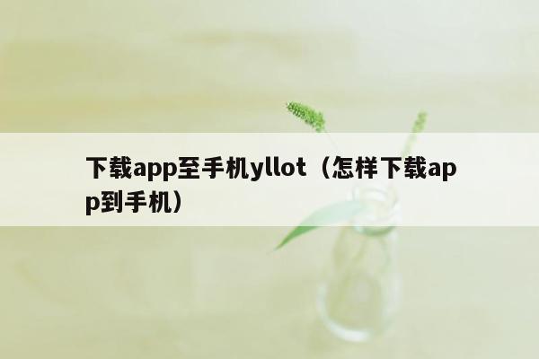 下载app至手机yllot（怎样下载app到手机）