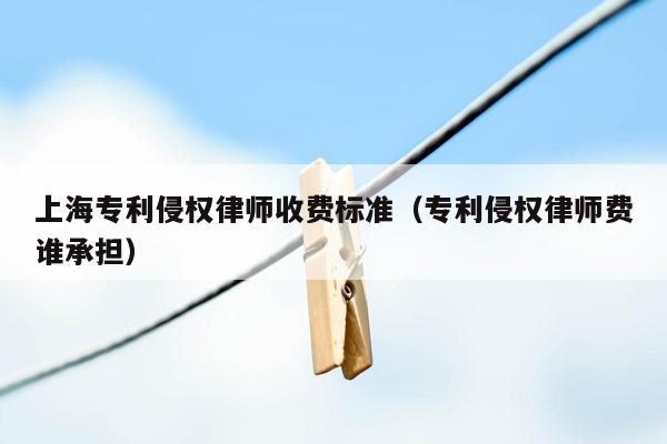 上海专利侵权律师收费标准（专利侵权律师费谁承担）