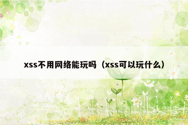 xss不用网络能玩吗（xss可以玩什么）