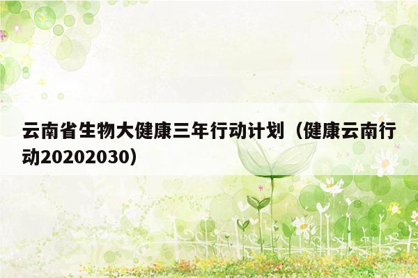 云南省生物大健康三年行动计划（健康云南行动20202030）