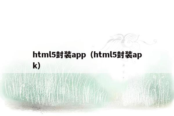 html5封装app（html5封装apk）