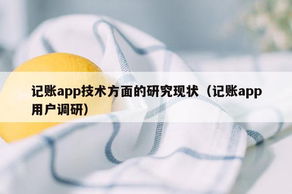 记账app技术方面的研究现状（记账app用户调研）