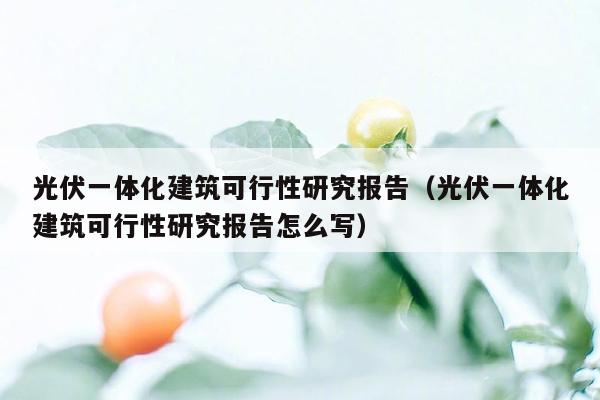 光伏一体化建筑可行性研究报告（光伏一体化建筑可行性研究报告怎么写）