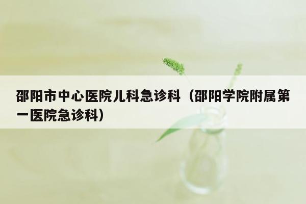 邵阳市中心医院儿科急诊科（邵阳学院附属第一医院急诊科）