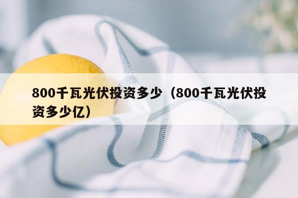 800千瓦光伏投资多少（800千瓦光伏投资多少亿）