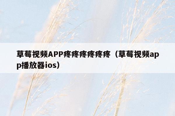 草莓视频APP疼疼疼疼疼疼（草莓视频app播放器ios）