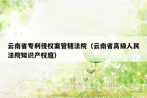 云南省专利侵权案管辖法院（云南省高级人民法院知识产权庭）