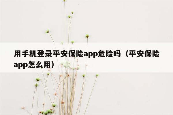 用手机登录平安保险app危险吗（平安保险app怎么用）